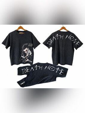 AnimeFitLA Death Note Ryuk T Shirt Black Washed Anime Manga Graphic Tee Heavy M